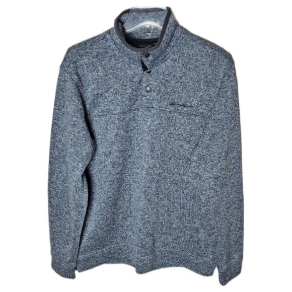 Eddie Bauer Men's Large Light Blue Knit Snap Closure Pullover Sweatshirt Jacket - Picture 1 of 7